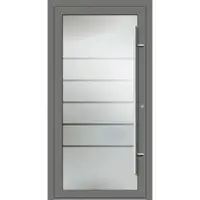 Haustuerenland.de PREMIUM Aluminium-Glas Haustür "ELIF" 90 mm Vollglas Graualuminium RAL 9007 innen öffnend DIN rechts
