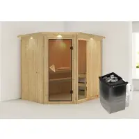 Karibu Sauna »Paide 2«, inkl. 9 kW Saunaofen mit integrierter Steuerung, für 3 Personen - beige