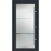 Haustuerenland.de PREMIUM Aluminium-Glas Haustür "LYDIA" 90 mm Vollglas flächenbündig Anthrazit RAL 7016 beidseitig außen öffnend DIN links