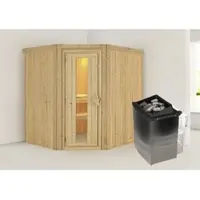 Karibu Sauna »Maardu«, inkl. 9 kW Saunaofen mit integrierter Steuerung, für 3 Personen - beige