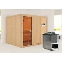 Karibu Sauna »Jöhvi«, inkl. 9 kW Bio-Kombi-Saunaofen mit externer Steuerung, für 4 Personen - beige