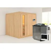 Karibu Sauna »Valga«, inkl. 9 kW Bio-Kombi-Saunaofen mit externer Steuerung, für 4 Personen - beige