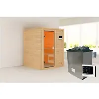 Karibu Sauna »Turgel«, BxTxH: 145 x 145 x 187 cm, 9 kW Ofen, für 2 Personen - braun