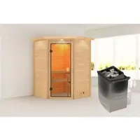 Karibu Sauna »Reval«, BxTxH: 173 x 159 x 191 cm, 9 kW Ofen mit interne Steuerung , für 2 Personen - beige