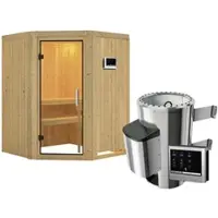 Karibu Sauna »Wolmar«, inkl. 3.6 kW Saunaofen mit externer Steuerung, für 3 Personen - beige