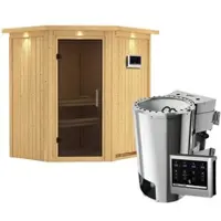 Karibu Sauna »Tuckum«, inkl. 3.6 kW Saunaofen mit externer Steuerung, für 3 Personen - beige