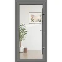 Haustuerenland.de PREMIUM Aluminium-Glas Haustür "HELENA" 90 mm Vollverglasung flächenbündig Graualuminium RAL 9007 beidseitig innen öffnend DIN rechts