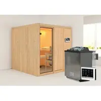 Karibu Sauna »Valga«, inkl. 9 kW Bio-Kombi-Saunaofen mit externer Steuerung, für 4 Personen - beige
