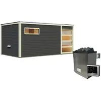 Karibu Saunahaus »Walk«, BxTxH: 508 x 276 x 210 cm, 9 kW Ofen mit ext. Steuerung - grau