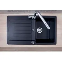Respekta Küchenspüle Einbauspüle Spülbecken Granitspüle 86 x 50 Schwarz Austin