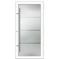 Haustuerenland.de PREMIUM Aluminium-Glas Haustür "EVA" 90 mm Vollglas Weiß RAL 9016 beidseitig außen öffnend DIN rechts