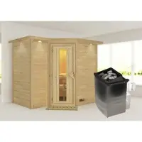 Karibu Sauna »Riga 2«, inkl. 9 kW Saunaofen mit integrierter Steuerung, für 4 Personen - beige