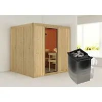 Karibu Sauna »Rakvere«, inkl. 9 kW Saunaofen mit integrierter Steuerung, für 3 Personen - beige