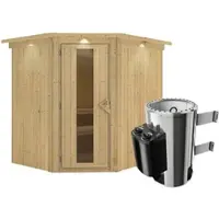 Karibu Sauna »Talsen«, inkl. 3.6 kW Saunaofen mit integrierter Steuerung, für 3 Personen - beige