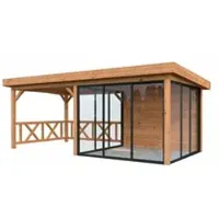 Palmako Pavillon Lenna Slide Plus 16,6 m² Set 704 588 x 300 cm tauchimprägniert braun