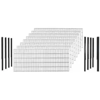 Hadra Doppelstabmattenzaun, anthrazit, 8/6/8 mm, Komplett-Set à 20 m, inkl. Pfosten, Flacheisenleiste - schwarz