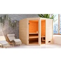 Karibu Sauna »Halliste«, BxTxH: 196 x 195 x 187 cm, ohne Ofen , für 3 Personen - beige