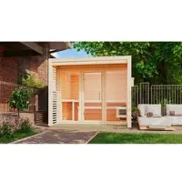 Karibu Saunahaus »Saad«, BxTxH: x 276 x 276 x 231,5 cm, ohne Ofen, für 5 Personen - braun