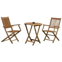 Merxx Balkonset Rio 3tlg., 2 Klappsessel, Klapptisch Ø 65 cm - Eukalyptus