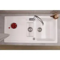 Respekta Küchenspüle Einbauspüle Spülbecken Granitspüle 100 x 50 Weiß Austin
