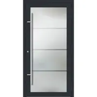 Haustuerenland.de PREMIUM Aluminium-Glas Haustür "EVA" 90 mm Vollglas Anthrazit RAL 7016 außen öffnend DIN rechts