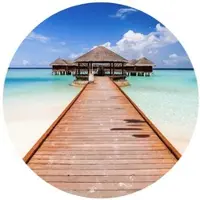 Wallart K&L Wall Art Vliestapete »Runde Vliestapete«, Colombo Strand Paradies Meer, mehrfarbig, matt - bunt