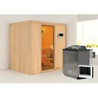 Karibu Sauna »Kothla«, inkl. 9 kW Bio-Kombi-Saunaofen mit externer Steuerung, für 3 Personen - beige
