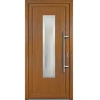 KM Meeth Kunststoff-Haustür »Signum Exklusiv«, satiniertes Glas, golden oak, nach Innen öffnend, ohne Türgriff - goldfarben