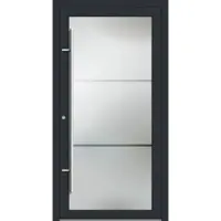 Haustuerenland.de PREMIUM Aluminium-Glas Haustür "LYDIA" 90 mm Vollglas flächenbündig Anthrazit RAL 7016 beidseitig innen öffnend DIN links
