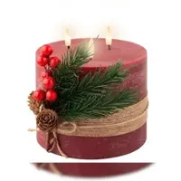 Lumineo LED Kerze batteriebetrieben 3 flammig mit Timer Wachs 15cm Weihnachtsdeko Kerzen Wachskerzen Weihnachtskerzen Warmweiß Dekokerze Weinrot