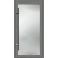 Haustuerenland.de PREMIUM Aluminium-Glas Haustür "AMY" 90 mm Vollglas Graualuminium RAL 9007 innen öffnend DIN links