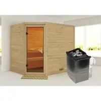 Karibu Sauna »Kärdla«, inkl. 9 kW Saunaofen mit integrierter Steuerung, für 4 Personen - beige