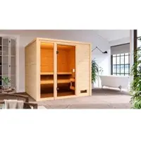 Karibu Sauna »Pedeli«, BxTxH: 196 x 195 x 187 cm, ohne Ofen , für 3 Personen - beige