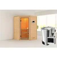 Karibu Sauna »Reval«, BxTxH: 145 x 145 x 187 cm, 3,6 kW Bio-Ofen mit externe Steuerung , für 2 Personen - beige