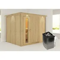 Karibu Sauna »Jöhvi«, inkl. 9 kW Saunaofen mit integrierter Steuerung, für 4 Personen - beige