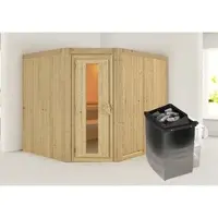 Karibu Sauna »Haaspsalu«, inkl. 9 kW Saunaofen mit integrierter Steuerung, für 4 Personen - beige