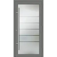 Haustuerenland.de PREMIUM Aluminium-Glas Haustür "ELIF" 90 mm Vollglas Graualuminium RAL 9007 beidseitig außen öffnend DIN rechts