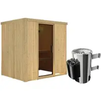 Karibu Sauna »Kircholm«, inkl. 3.6 kW Saunaofen mit integrierter Steuerung, für 3 Personen - beige