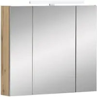 Schildmeyer Spiegelschrank »Duo«, BxHxT: 80 x 75 x 16 cm, 3-türig, eiche - braun
