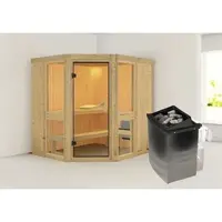 Karibu Sauna »Pölva 1«, inkl. 9 kW Saunaofen mit integrierter Steuerung, für 3 Personen - beige