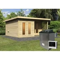 Karibu Saunahaus, BxHxT:509 x 253 x 369 cm, 5 Personen - beige