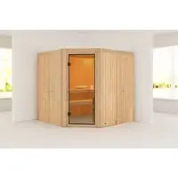 Karibu Sauna »Hiiu«, BxTxH: 196 x 196 x 198 cm, ohne Ofen, für 5 Personen - braun