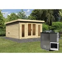 Karibu Saunahaus, BxHxT:369 x 229 x 369 cm, 5 Personen - beige