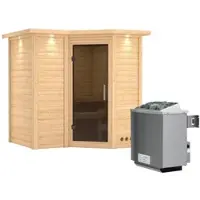 Karibu Sauna »Riga 1«, inkl. 9 kW Saunaofen mit integrierter Steuerung, für 3 Personen - beige
