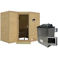 Karibu Sauna »Riga 2«, inkl. 9 kW Saunaofen mit externer Steuerung, für 4 Personen - beige