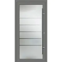 Haustuerenland.de PREMIUM Aluminium-Glas Haustür "ELIF" 90 mm Vollglas Graualuminium RAL 9007 beidseitig innen öffnend DIN rechts