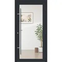 Haustuerenland.de PREMIUM Aluminium-Glas Haustür "HELENA" 90 mm Vollverglasung flächenbündig Anthrazit RAL 7016 beidseitig außen öffnend DIN rechts