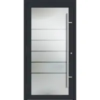 Haustuerenland.de PREMIUM Aluminium-Glas Haustür "ELIF" 90 mm Vollglas Anthrazit RAL 7016 beidseitig außen öffnend DIN links