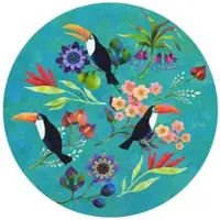 Wallart K&L Wall Art Vliestapete »Runde Vliestapete«, Blanz Boho Tukane Vögel, mehrfarbig, matt - bunt