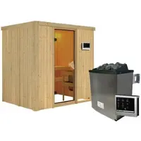 Karibu Sauna »Kothla«, inkl. 9 kW Saunaofen mit externer Steuerung, für 3 Personen - beige